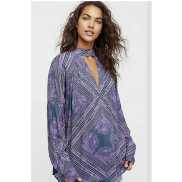 FREE People Purple Cut out Tunic Walking on a Dream M - Picture 1 of 14